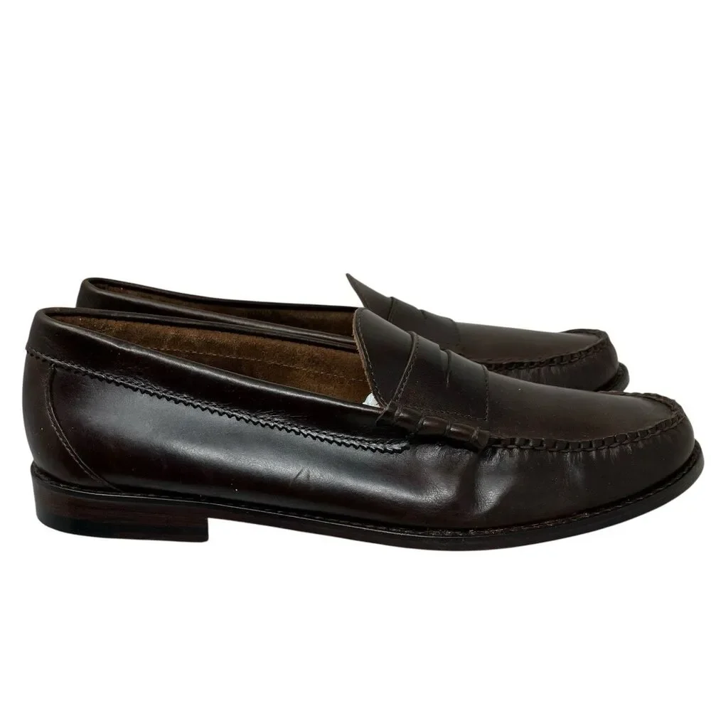 J Crew Camden Loafers Mens 12 Brown Leather Sole‎ Penny Preppy BJ009